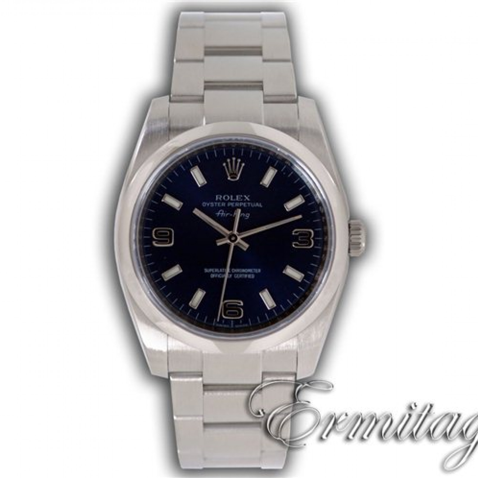 Used Rolex Air King 114200 Steel with Blue Explorer Dial Year 2012